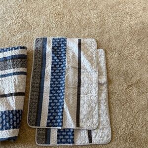 Blue and White Striped Quilted Comforter & Pillow Covers